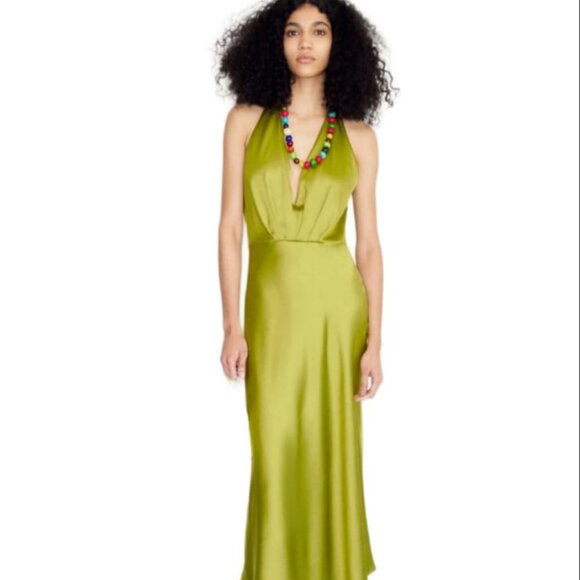 COPY - ZARA SATIN DRESS OLIVE GREEN | 3044/845 SIZE L - Picture 1 of 4